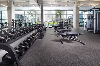 7000sf first-class fitness center w/locker rooms & showers